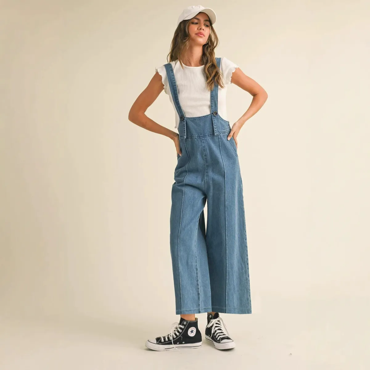 Vintage Loose Fit Straight Leg Denim Overalls