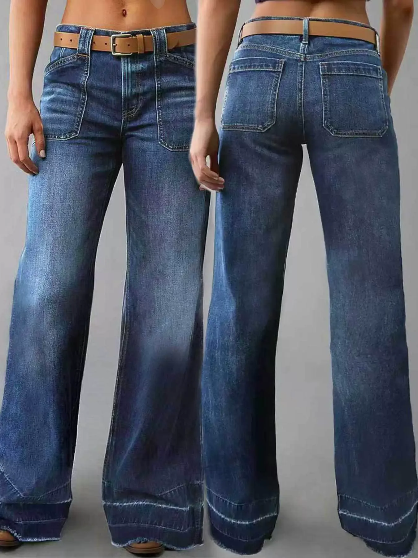 Slim Fit Washed Flared Patchwork Jeans