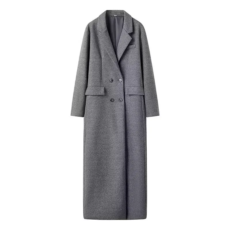 Long Wool Blend Buttoned Coat