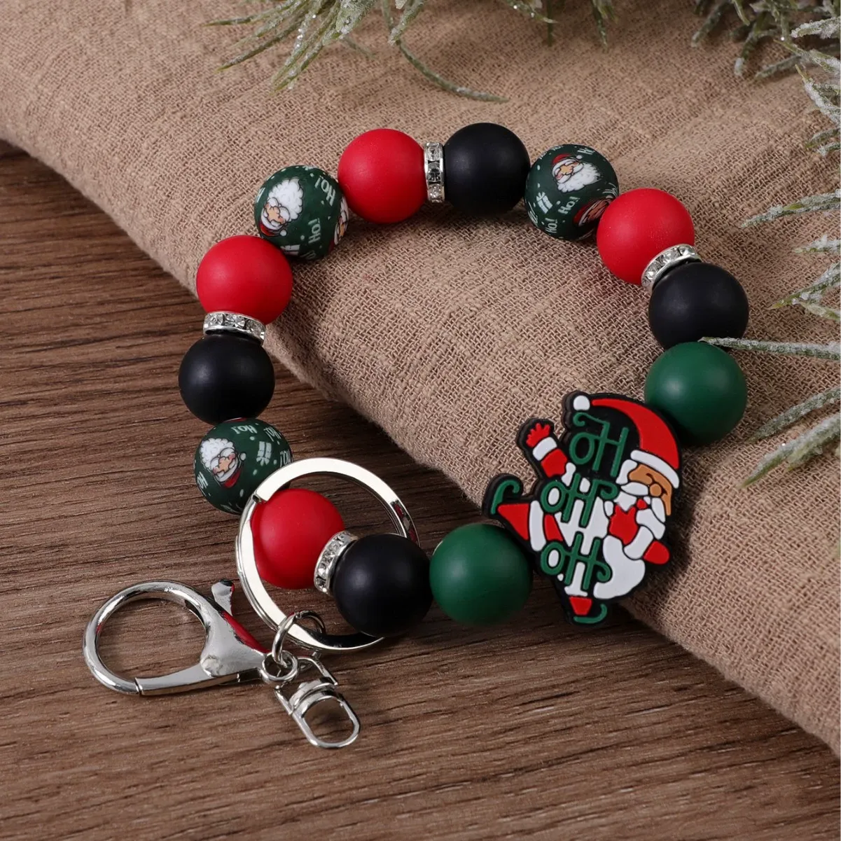 Christmas Cute Silicone Beaded Keychain & Bag Charm