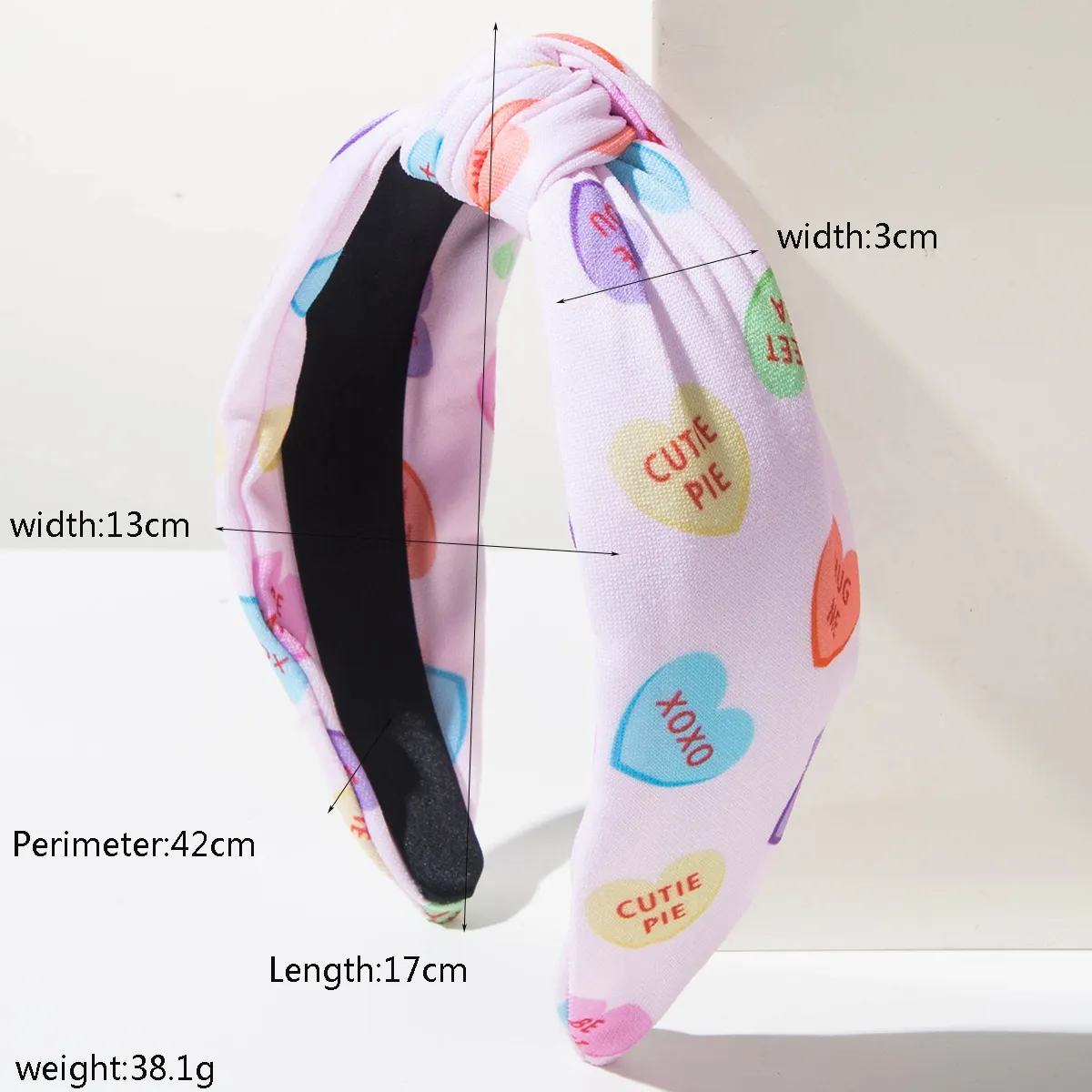 Heart Letter Print Wide Knotted Headband