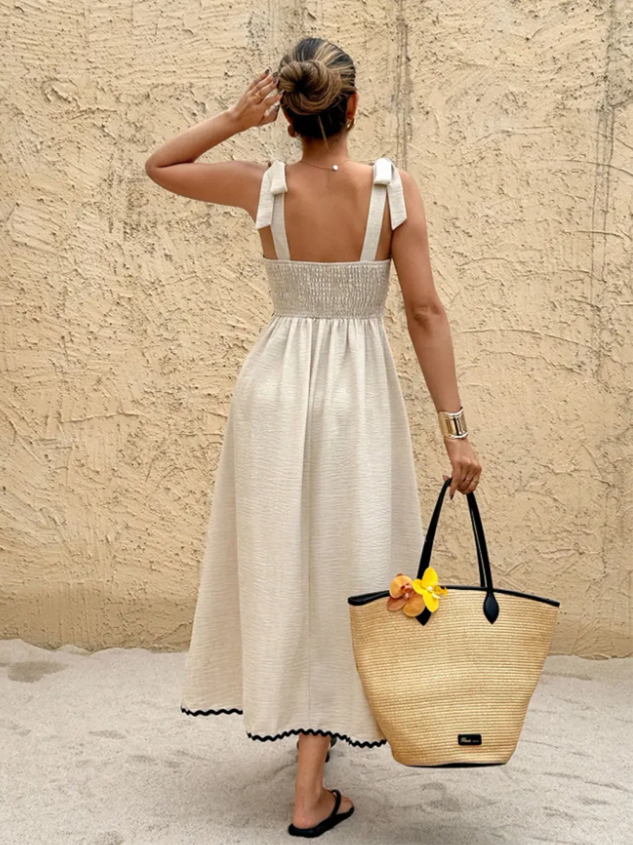 Backless Sleeveless Midi Vacation Dress