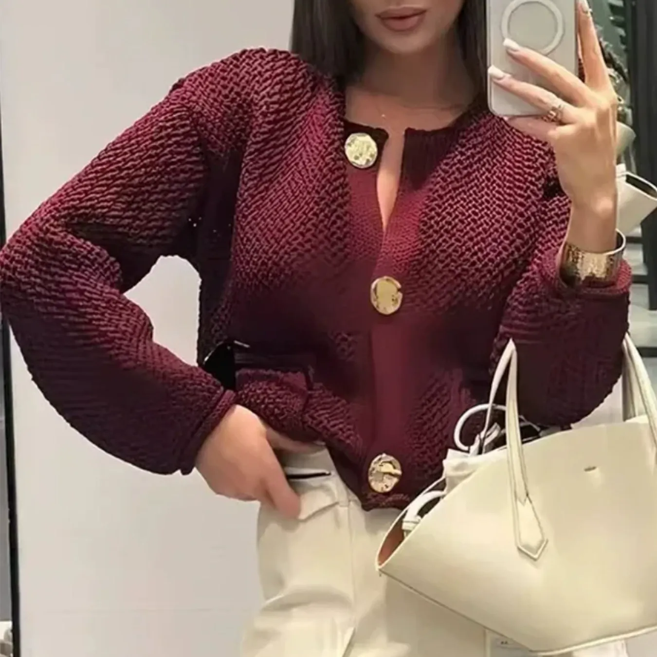 Solid Casual Knit Cardigan