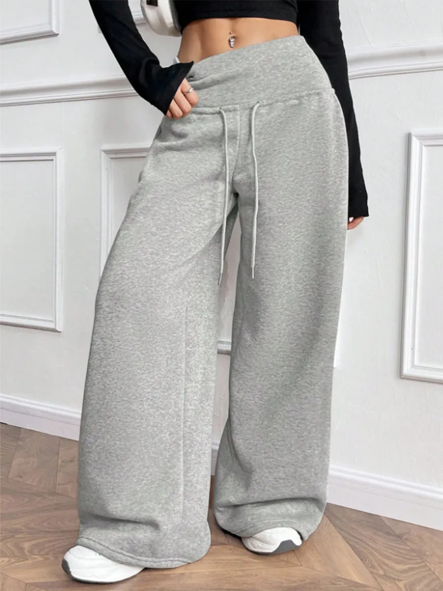 Gray Loose Fit Wide Leg Sweatpants