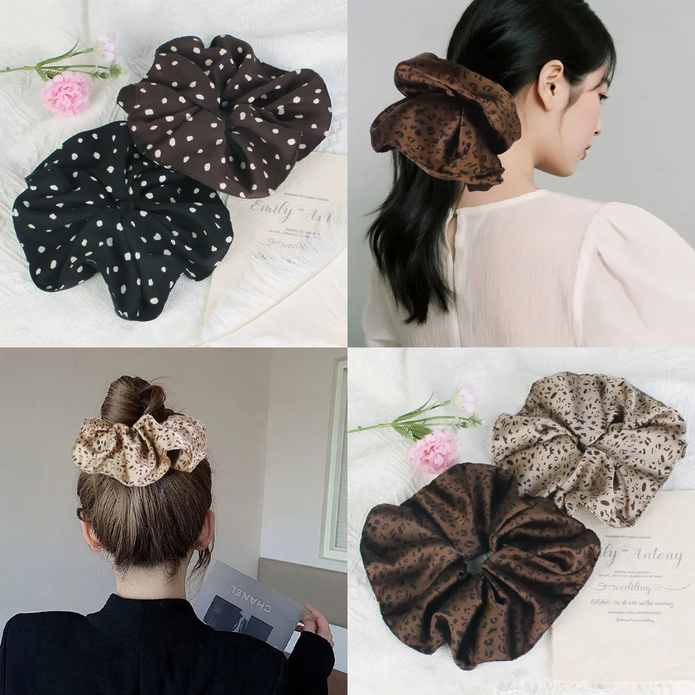 Chic Oversized Leopard Print Scrunchie Hair Tie