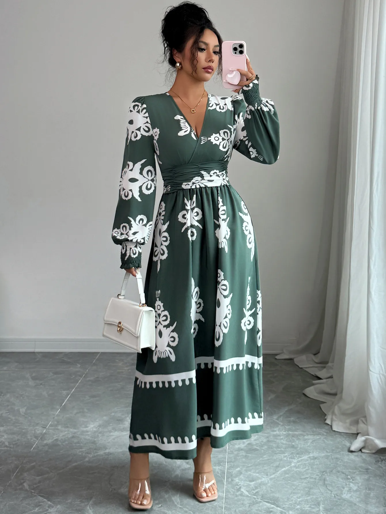 Chic Printed Long Sleeve Dress
