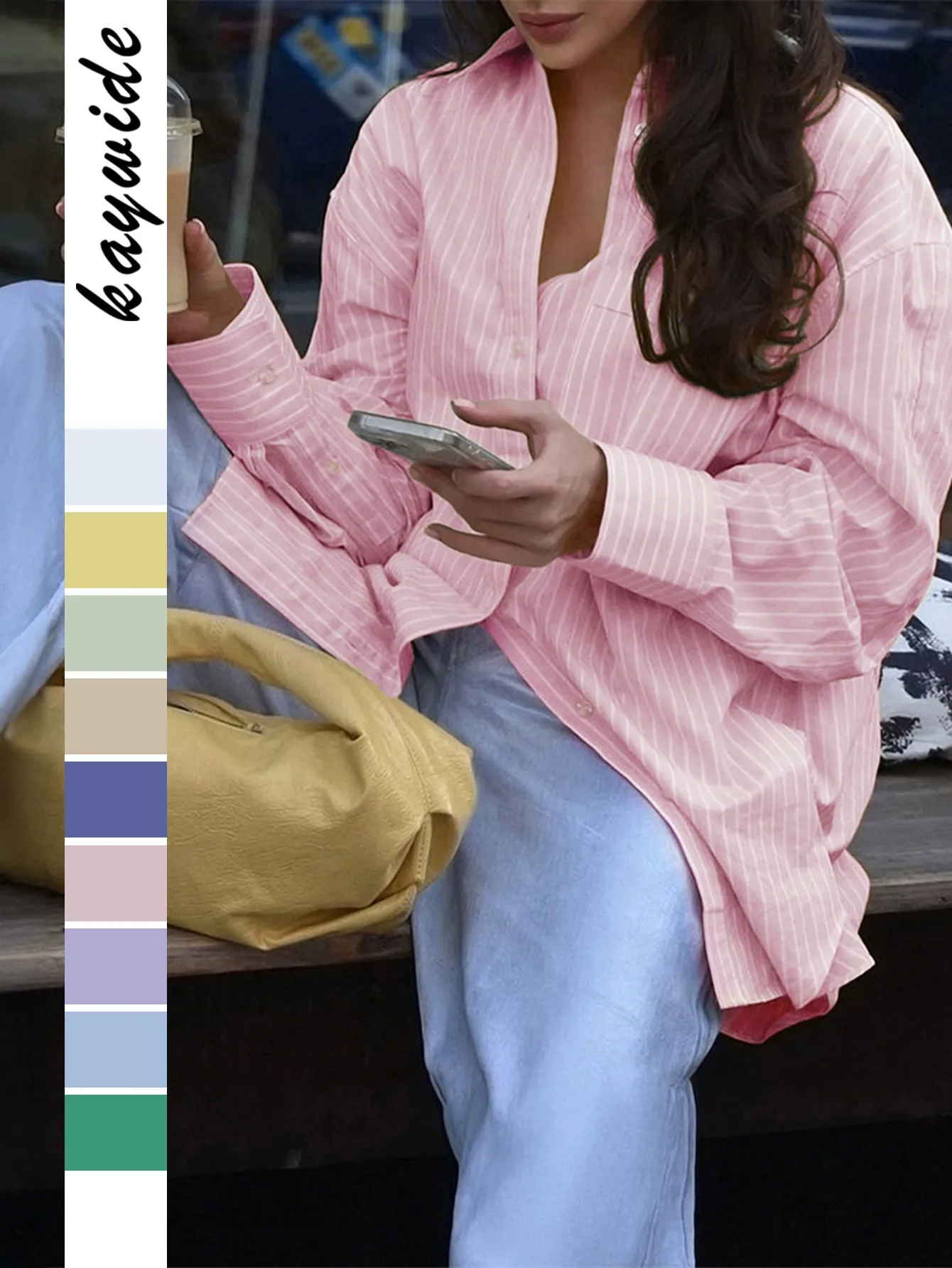 Relaxed Fit Contrast Striped Button-Up Shirt