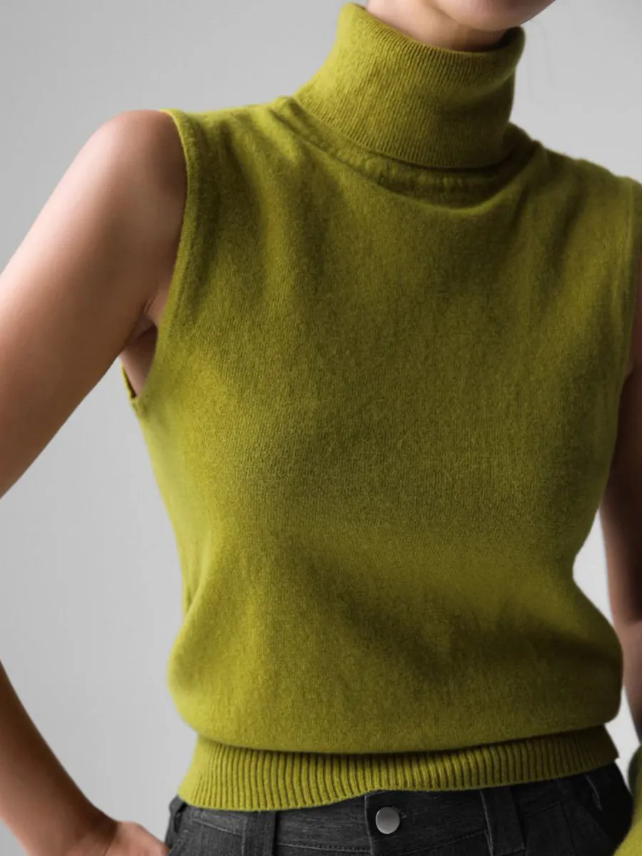 Knitted Sleeveless High-Neck Top