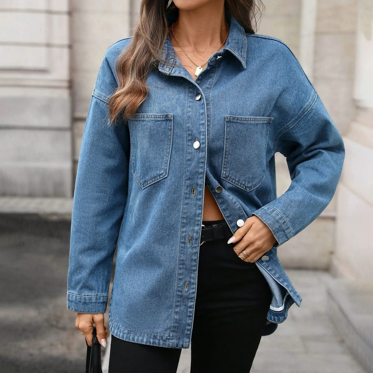 Light Wash Oversized Denim Jacket