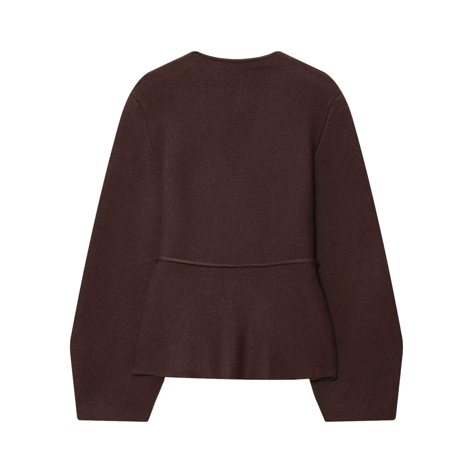 V-neck Long Sleeve Belted Knit Cardigan
