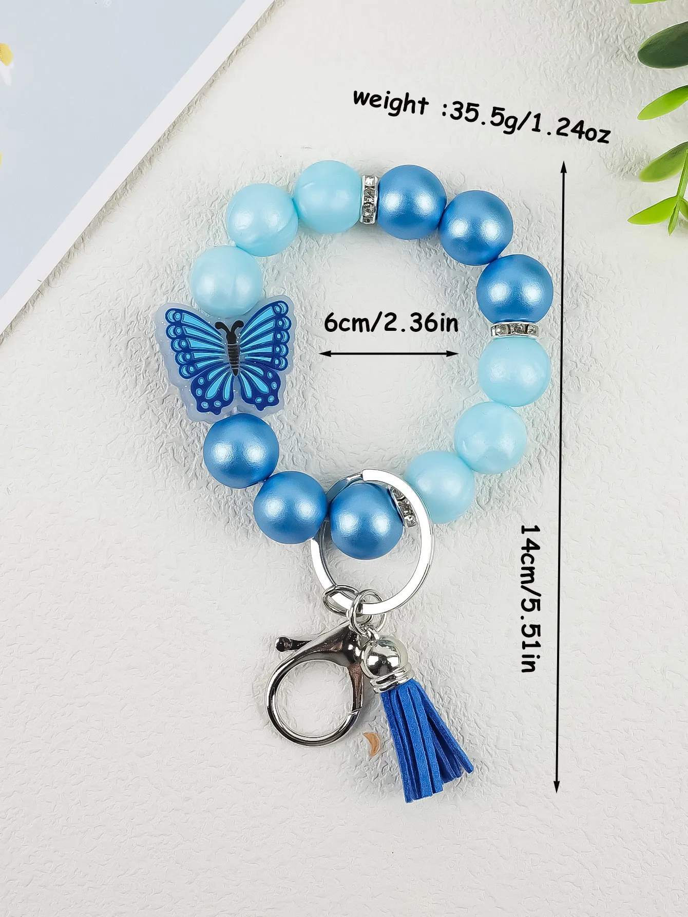 Silicone Wood Bead Tassel Keychain Wristlet