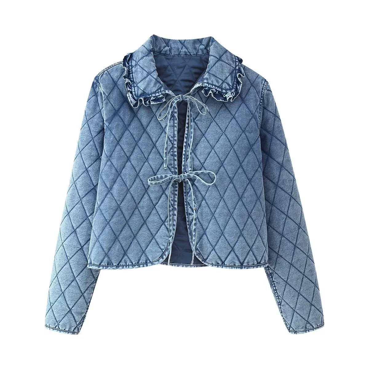 Belted Padded Denim Jacket