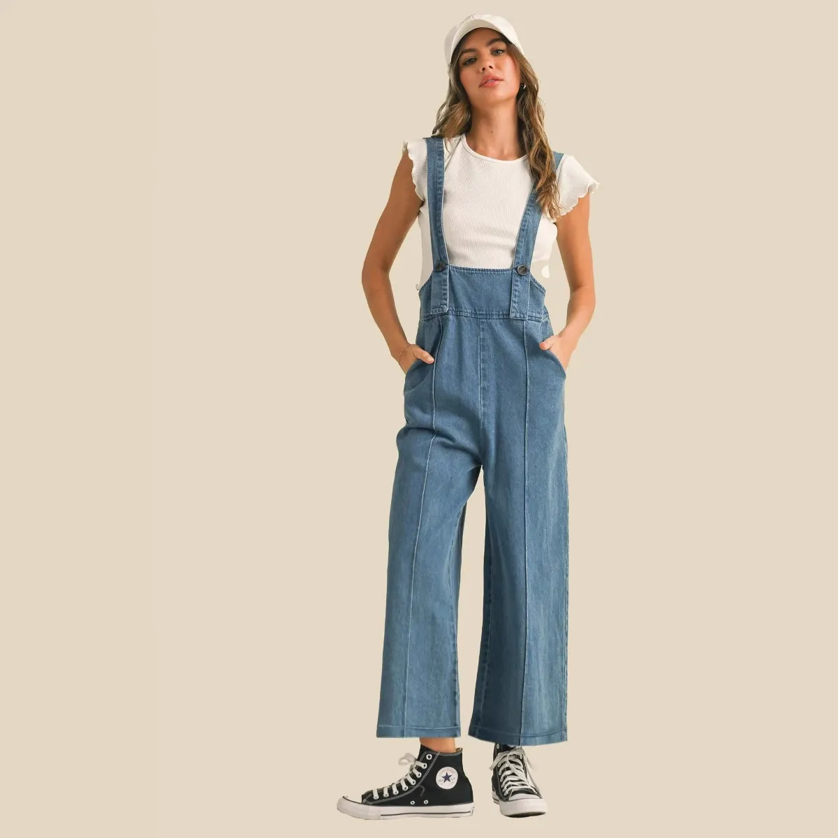 Vintage Loose Fit Straight Leg Denim Overalls
