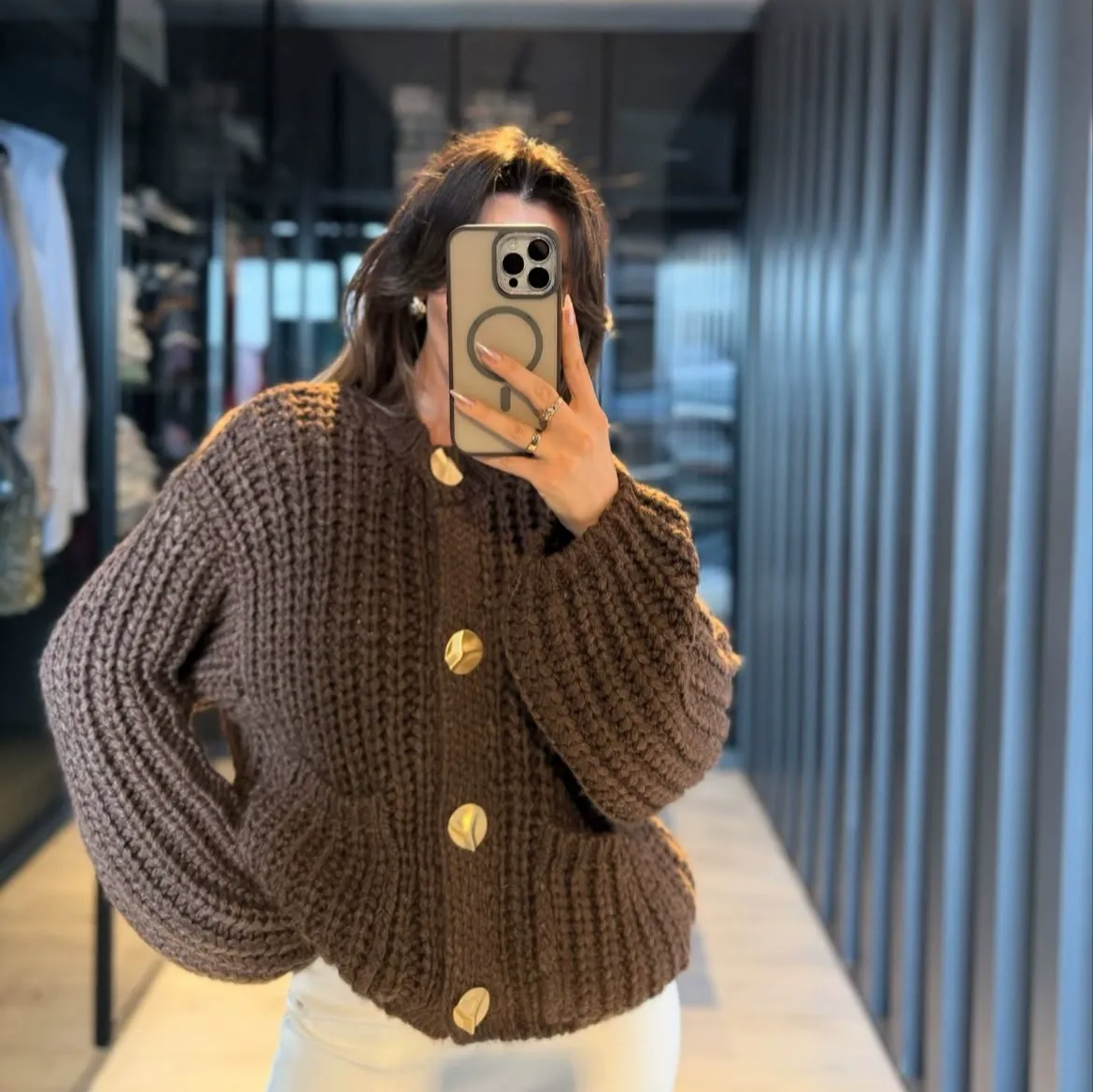 Chunky Knit Cardigan Sweater