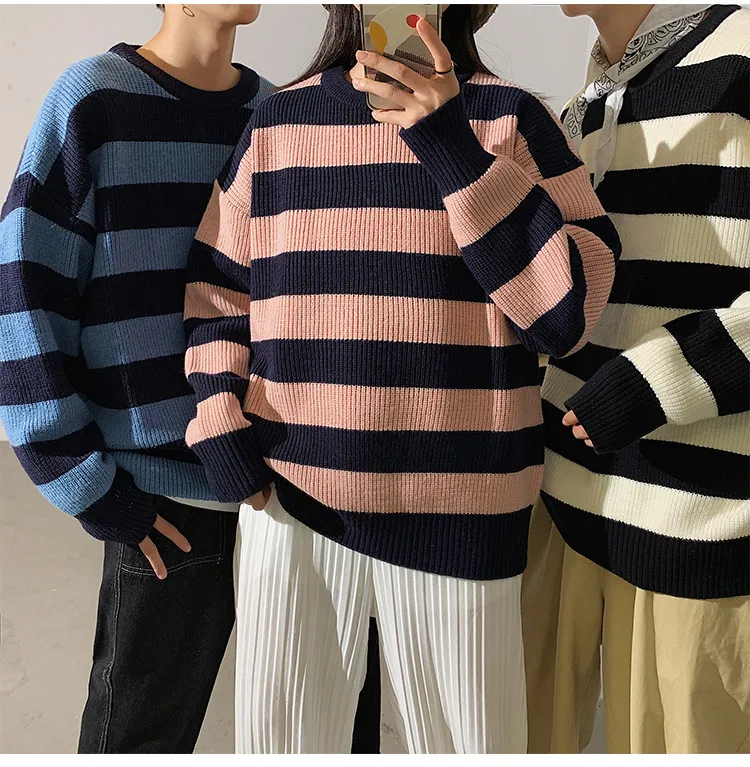 Chunky Striped Crewneck Sweater