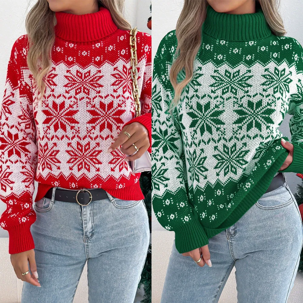 Snowflake Turtleneck Sweater