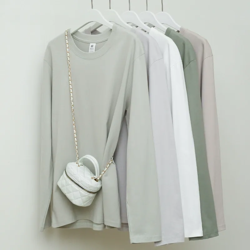 Combed Cotton Long Sleeve Crewneck T-Shirt