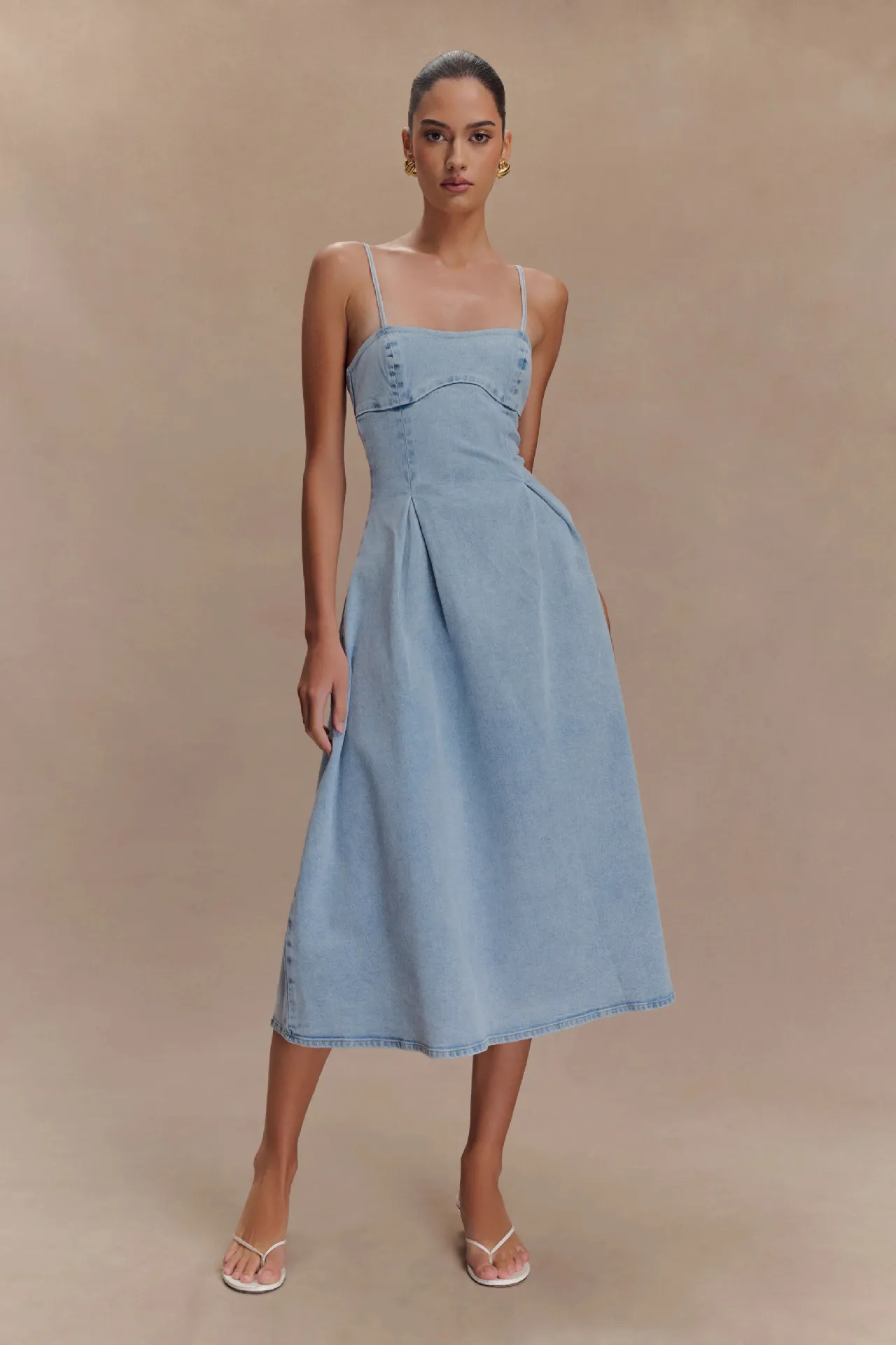 Sexy Solid Denim Cami Dress