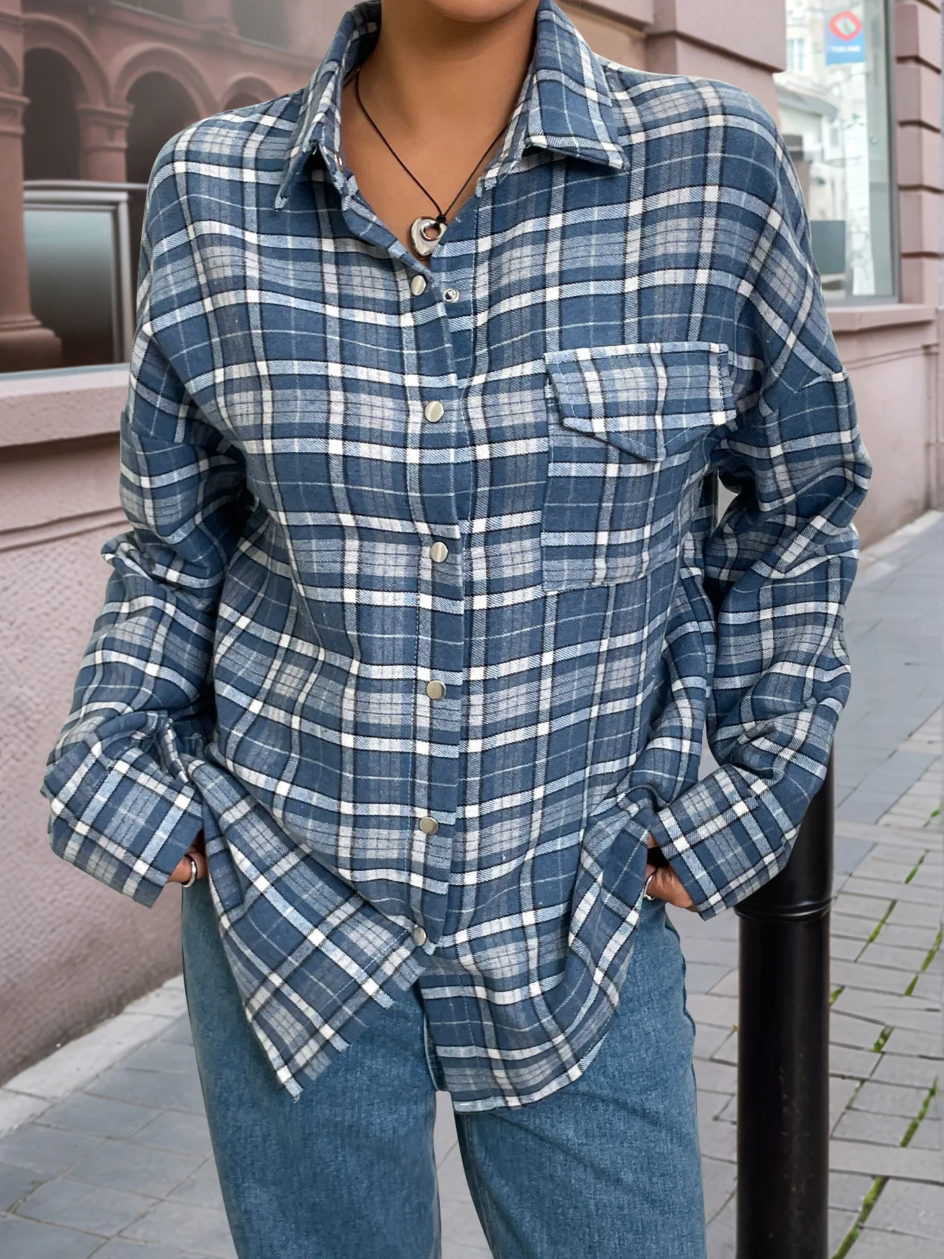 Classic Plaid Oversized Button Down Shirt