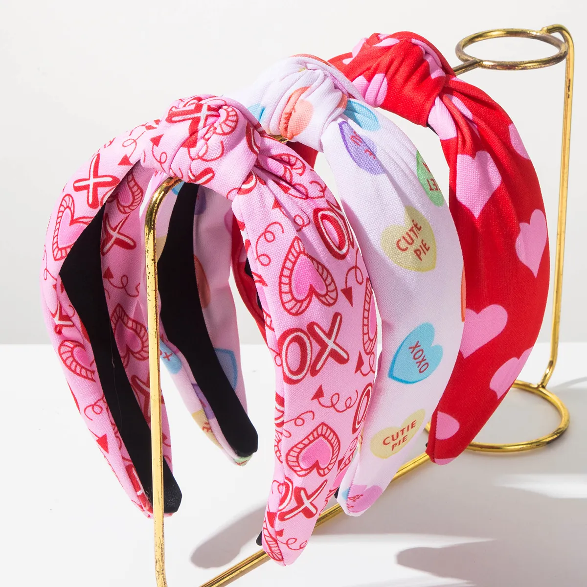 Heart Letter Print Wide Knotted Headband