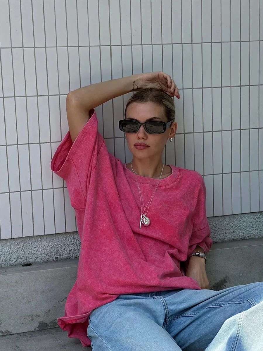Washed Distressed Relaxed Fit Crewneck T-Shirt