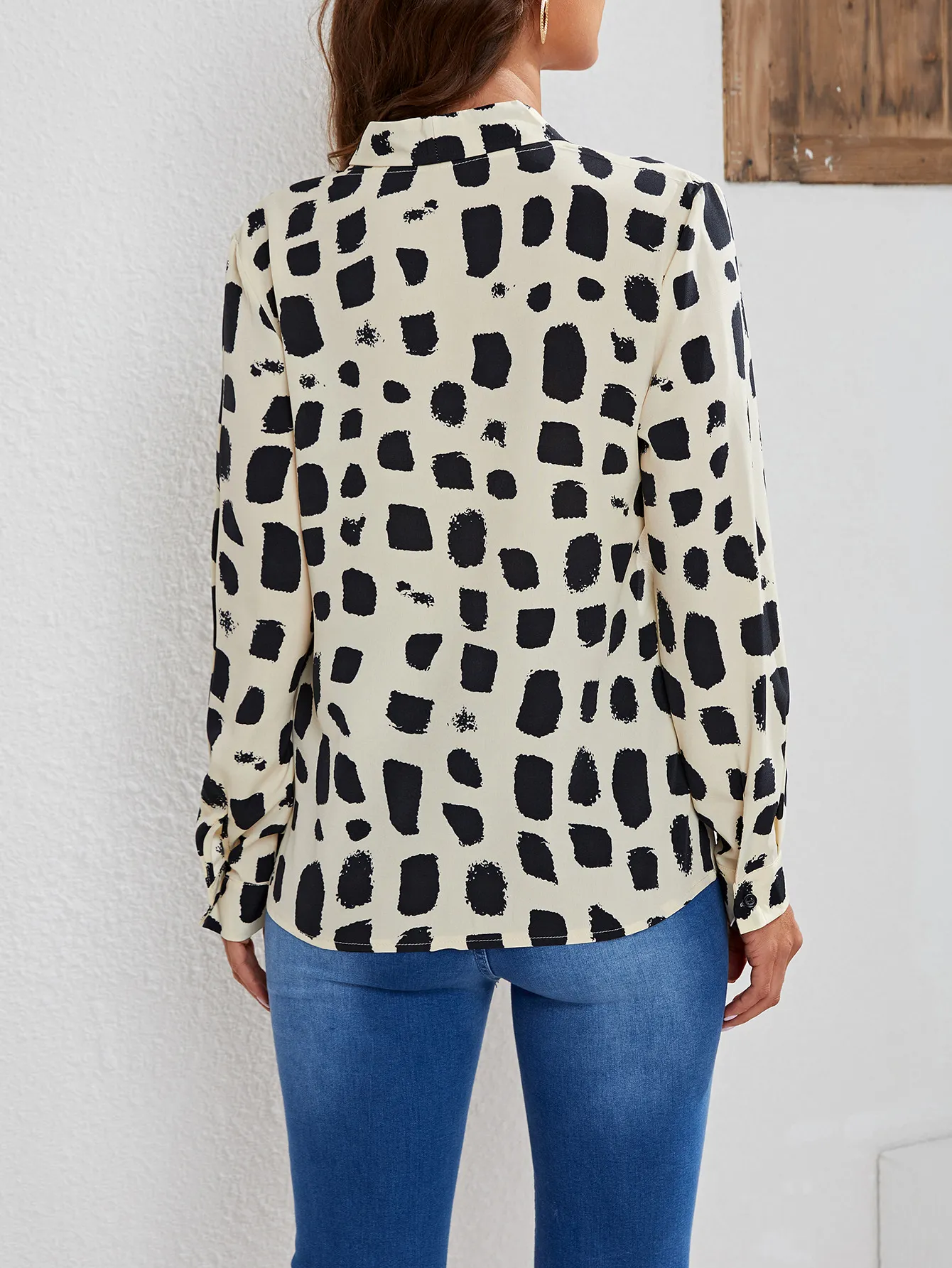 V-Neck Long Sleeve Casual Shirt