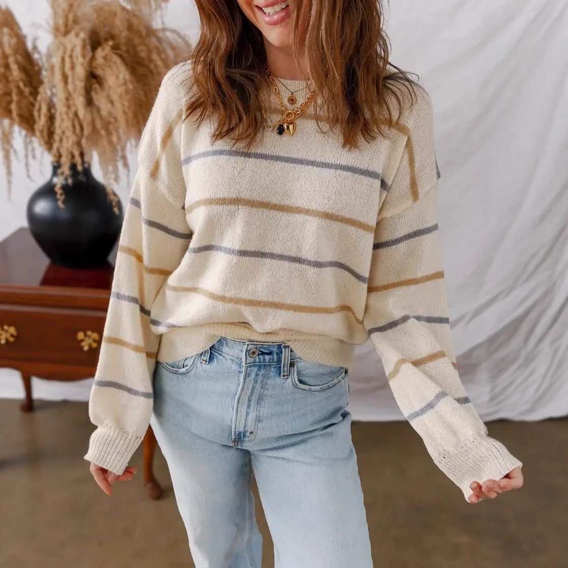 Colorful Striped Pullover Sweater