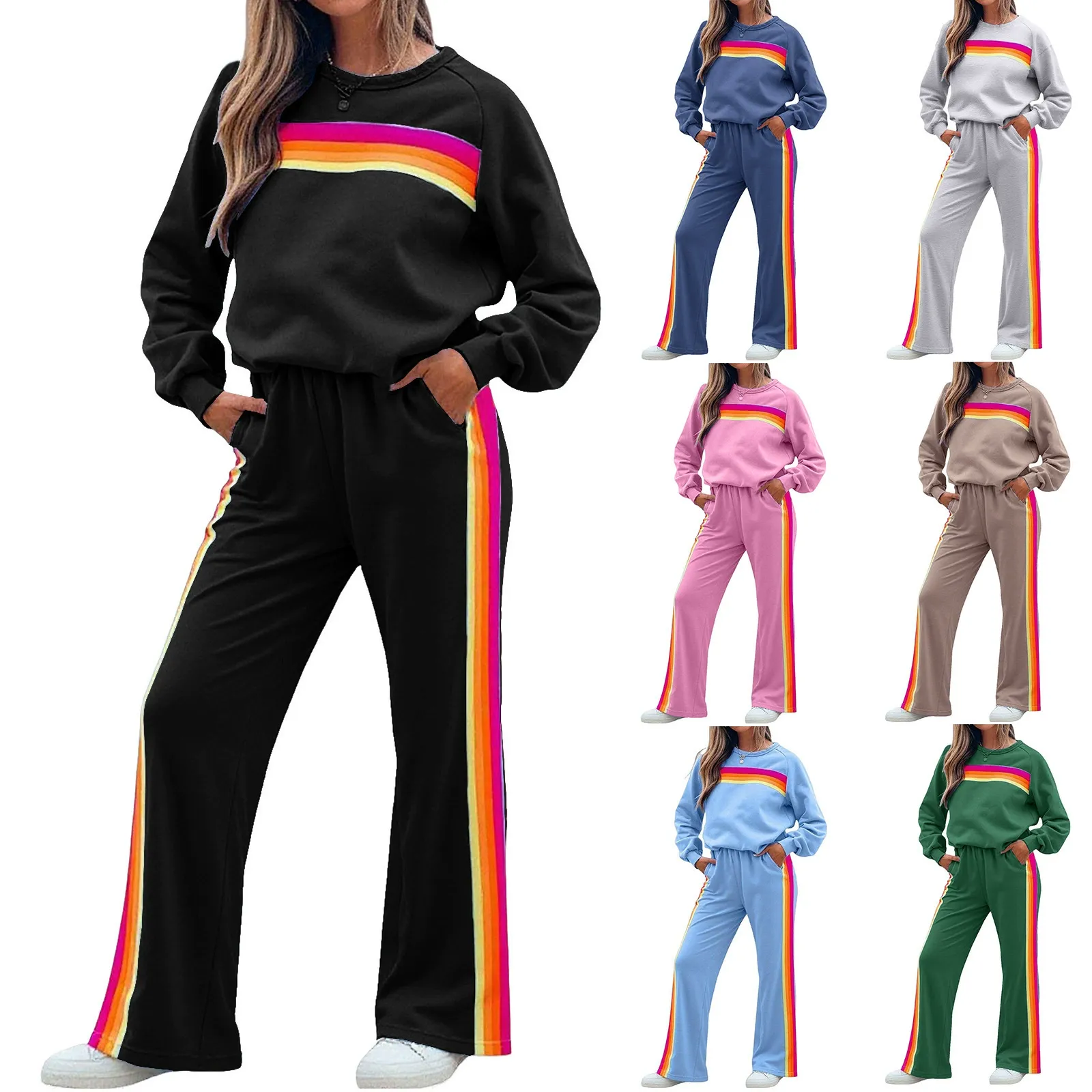 Rainbow Velour Hoodie & Pants Set