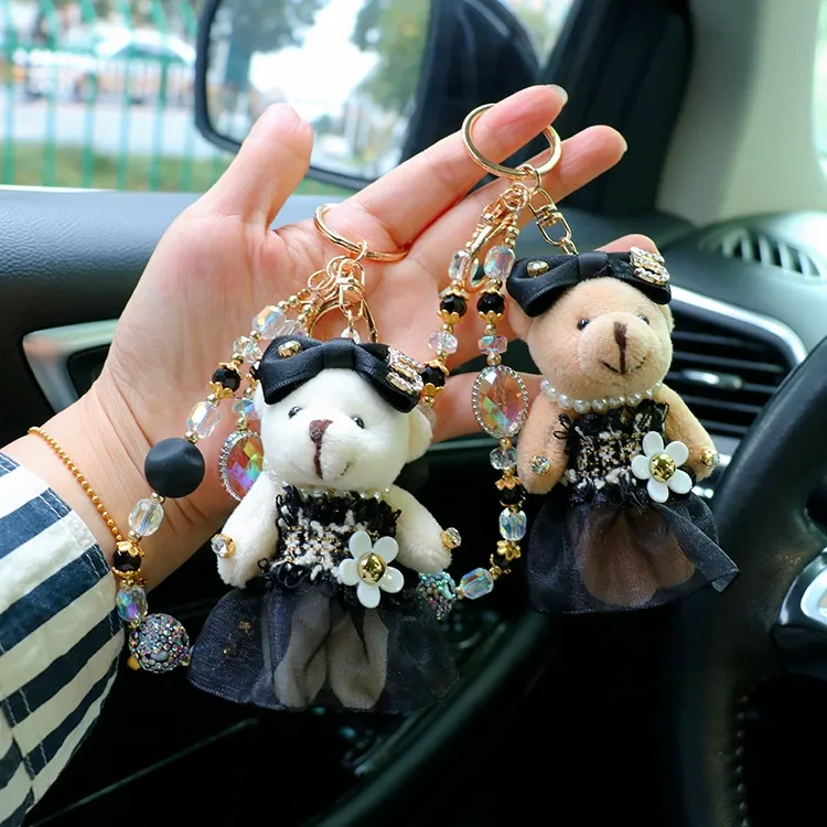 Crystal Lace Bear Car Keychain Bag Charm