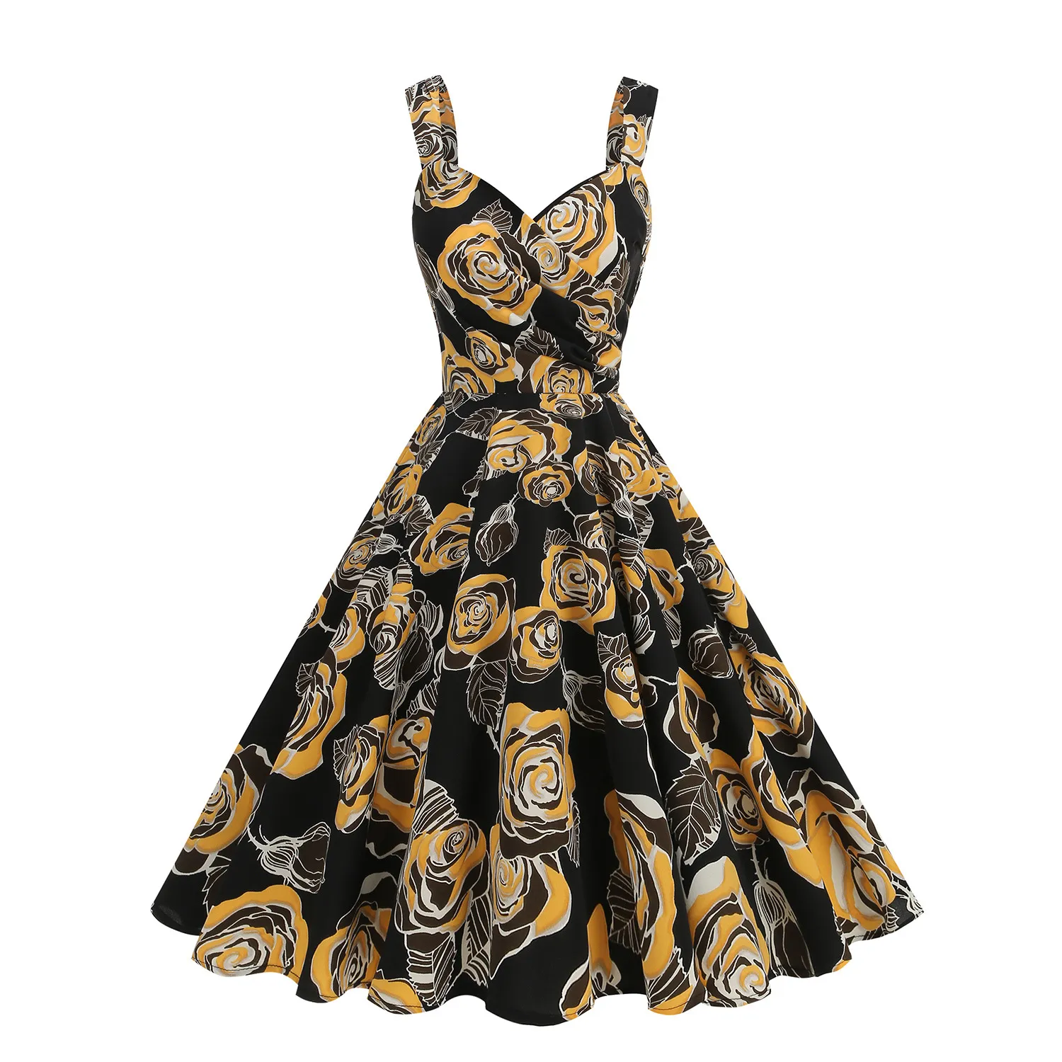 Vintage V-Neck Spaghetti Strap Halloween Swing Dress