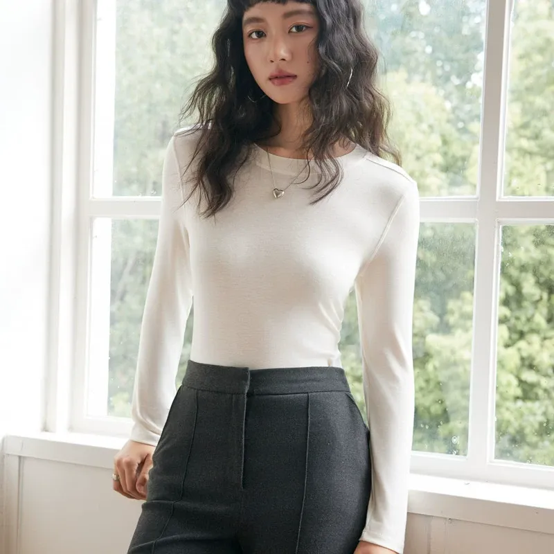 Soft Tencel Wool Long Sleeve Layering Top