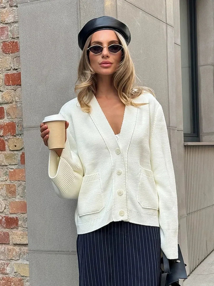 Slouchy V-Neck Knit Cardigan