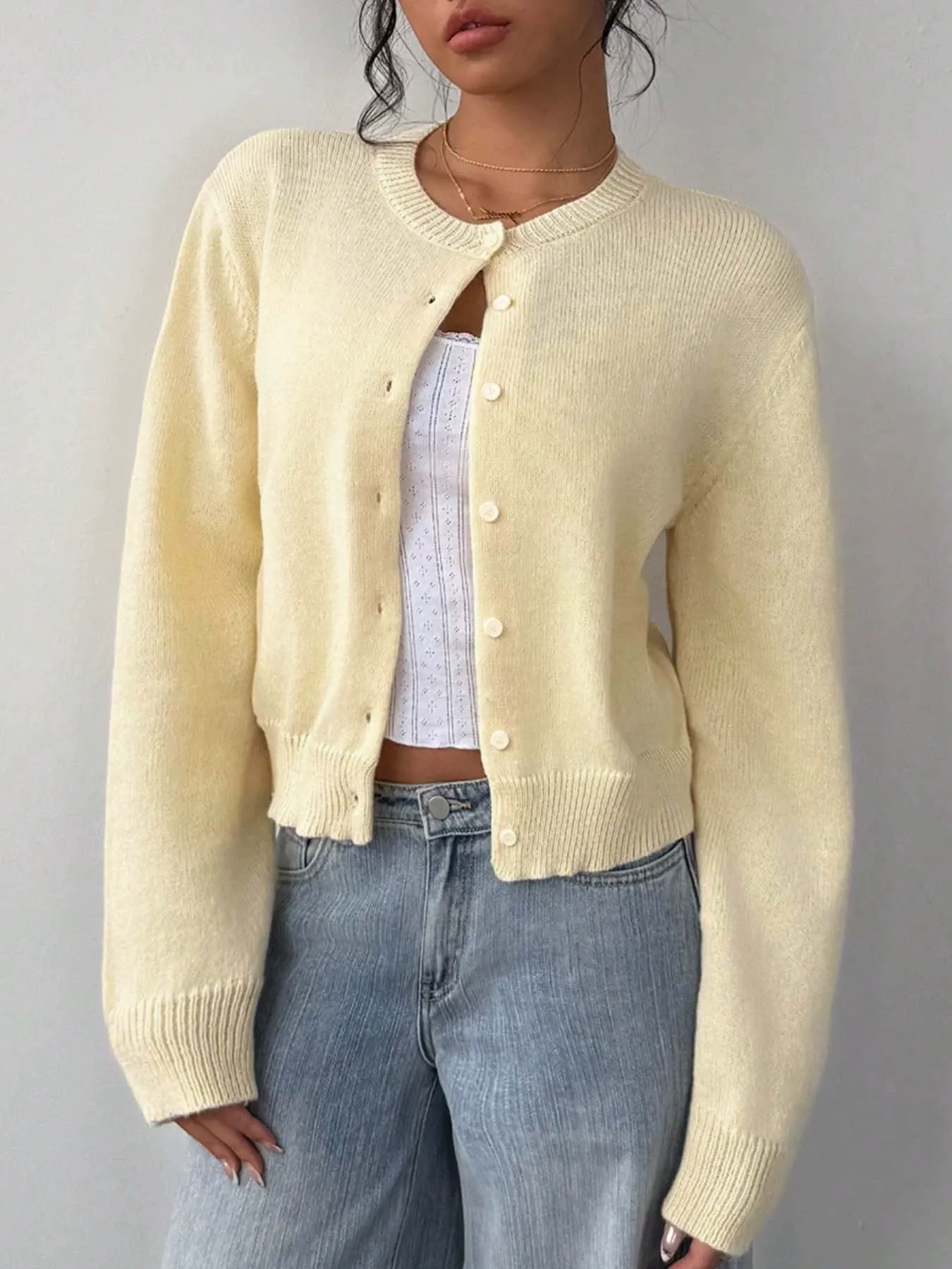 Long Sleeve Soft Knit Cropped Cardigan