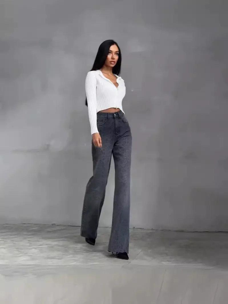 Vintage Distressed High-Waist Straight Leg Jeans