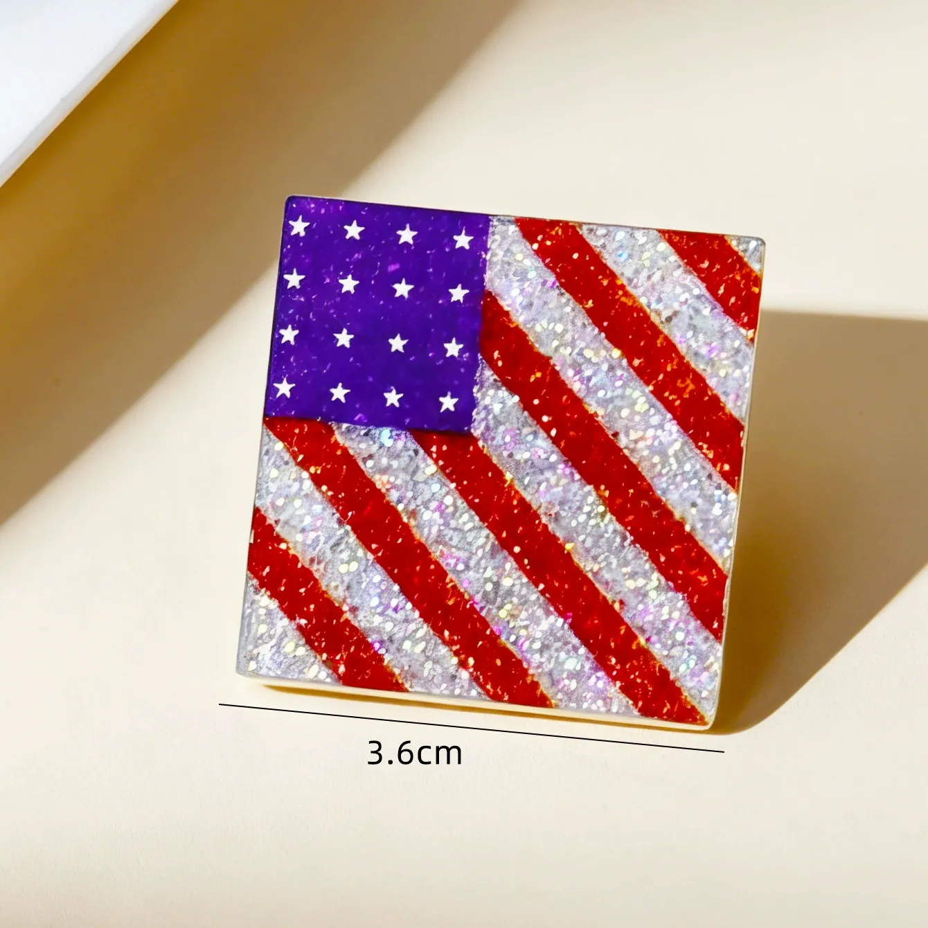 Patriotic Red White & Blue Glitter Star Pin