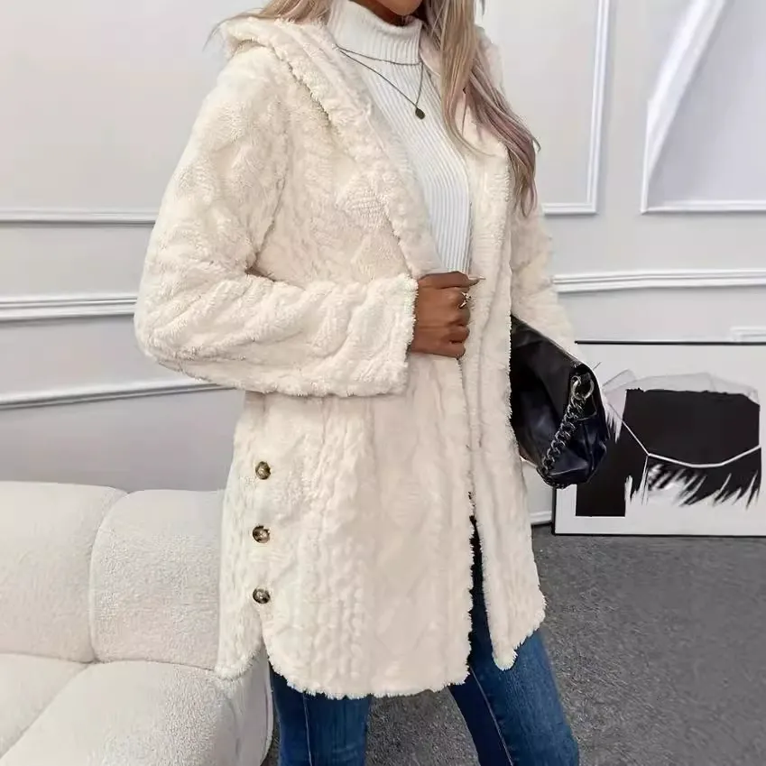 Solid Hooded Button-Front Cardigan