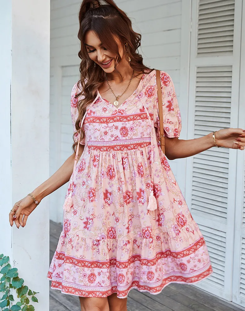 Chic Flowy Printed Resort Dress