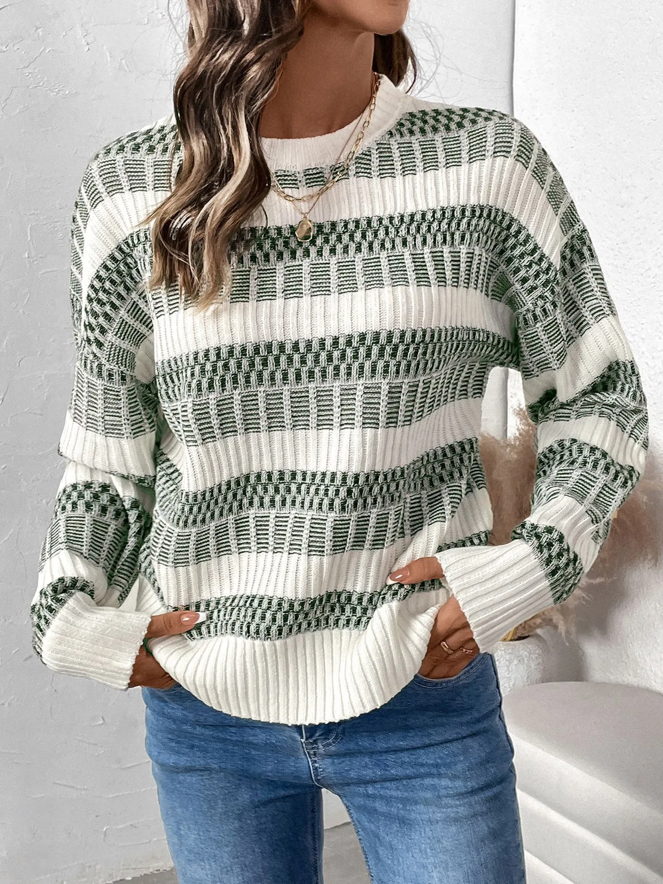 Casual Striped Color Block Sweater