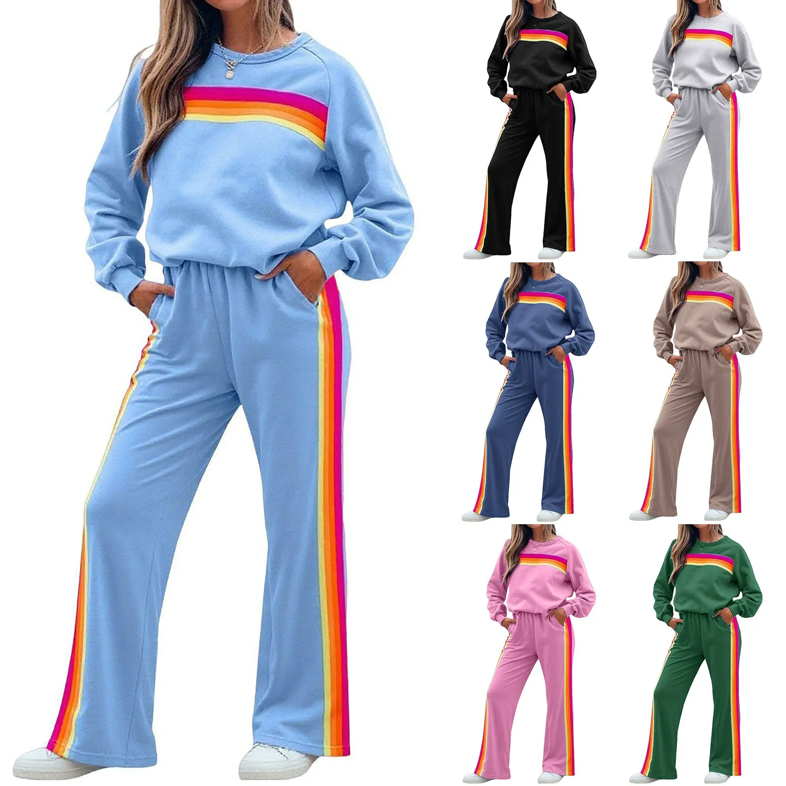 Rainbow Velour Hoodie & Pants Set
