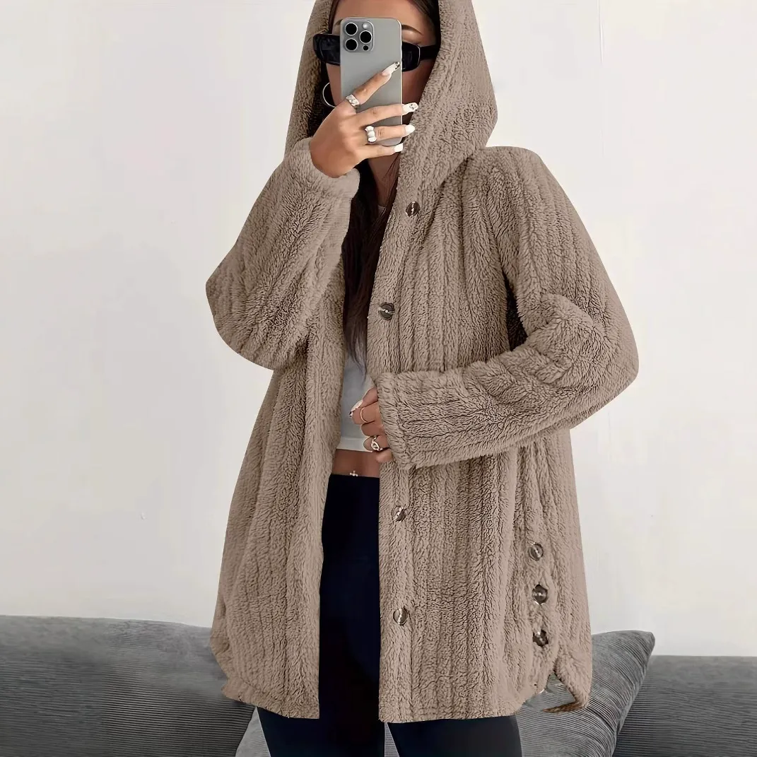 Fuzzy Hooded Fleece Jacket