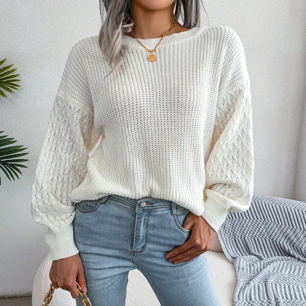 Casual Lantern Long Sleeve Knit Sweater