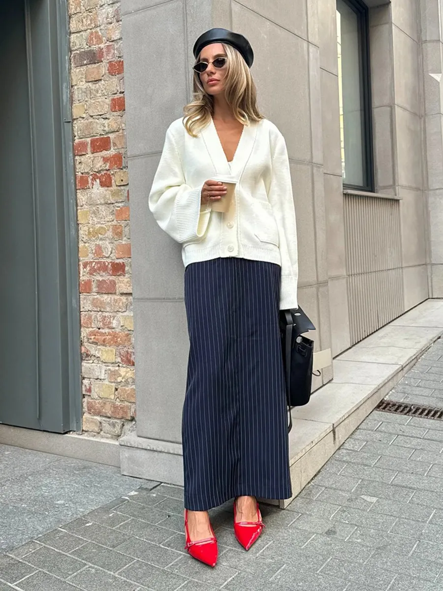 Slouchy V-Neck Knit Cardigan