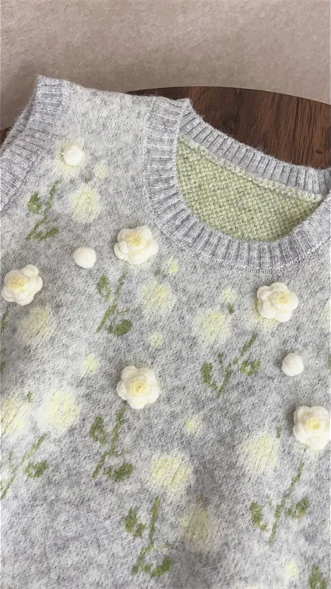 Oversized Floral Crochet Sweater Vest