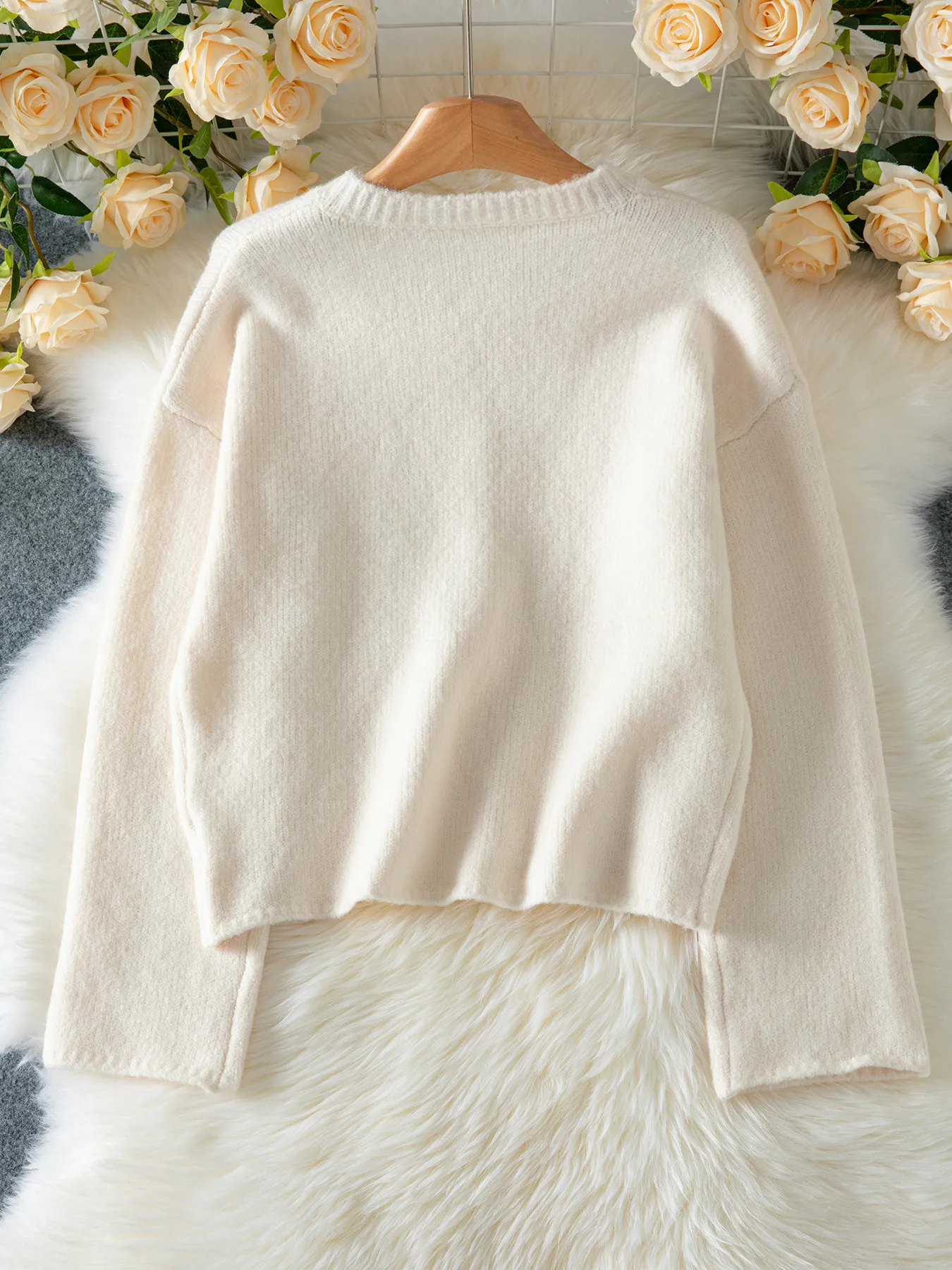 French Style Solid Button-Front Knit Cardigan