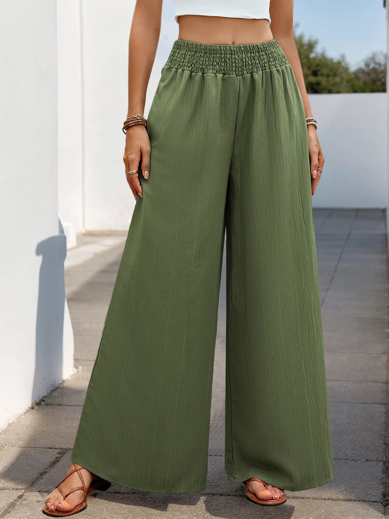 Casual High-Waisted Wide-Leg Pants