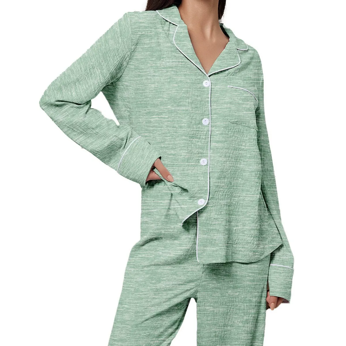 Soft Lapel Long Sleeve & Pants Pajama Set