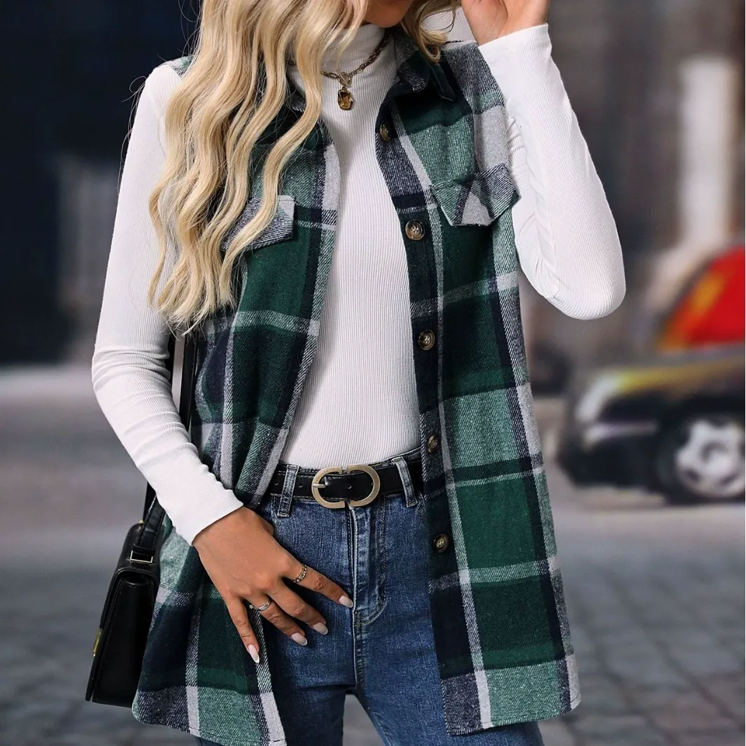 Loose Plaid Vest