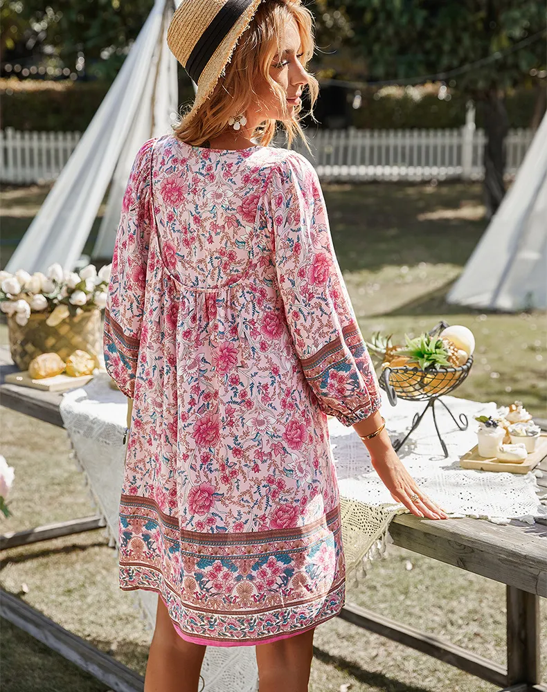 Resort Printed V-Neck Dress