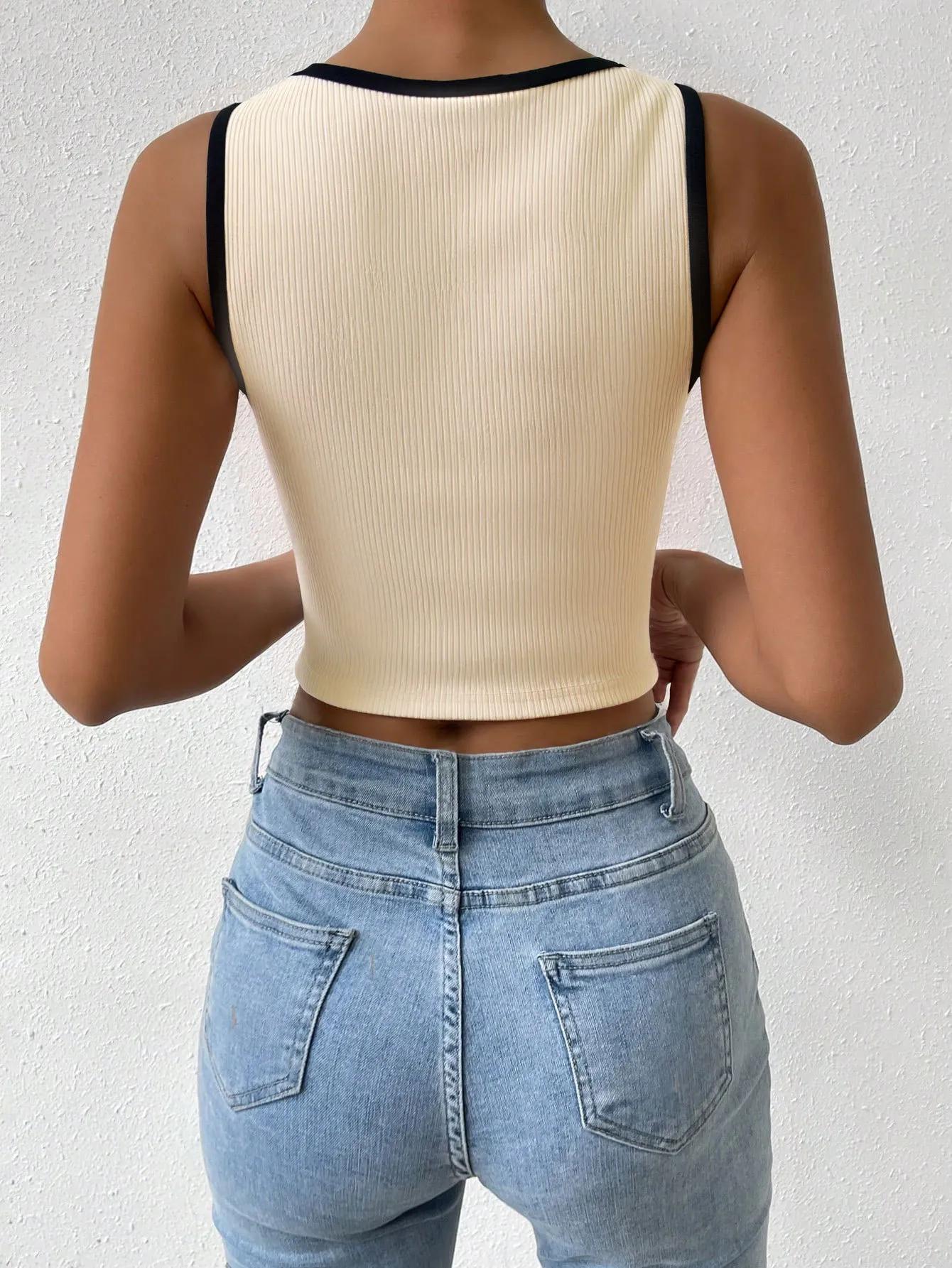 Color Block Slim Fit Knit Tank Top