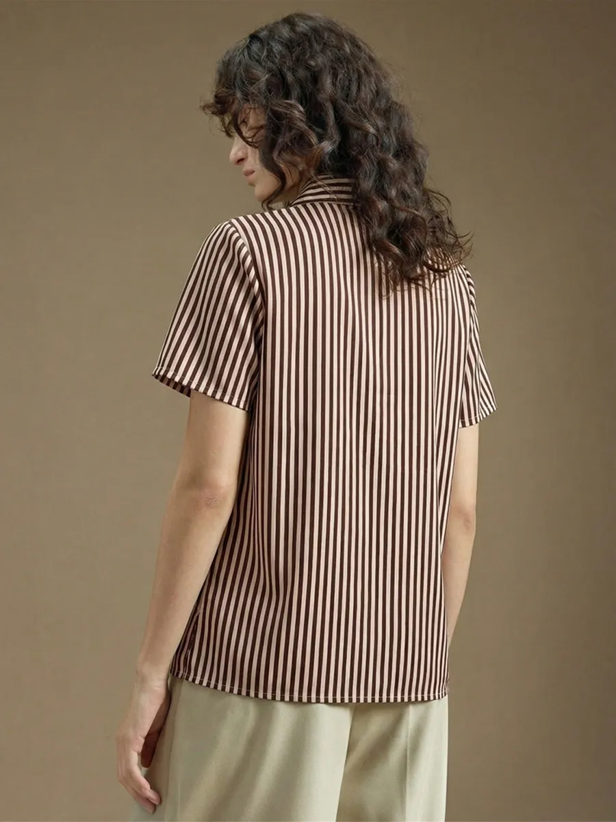 Striped Short Sleeve Button Down Shirt